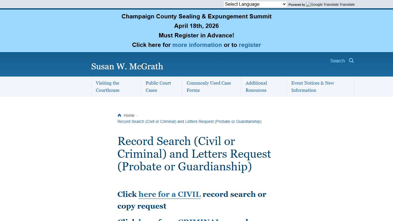 Record Search (Civil or Criminal) and Letters Request (Probate or Guardianship) -