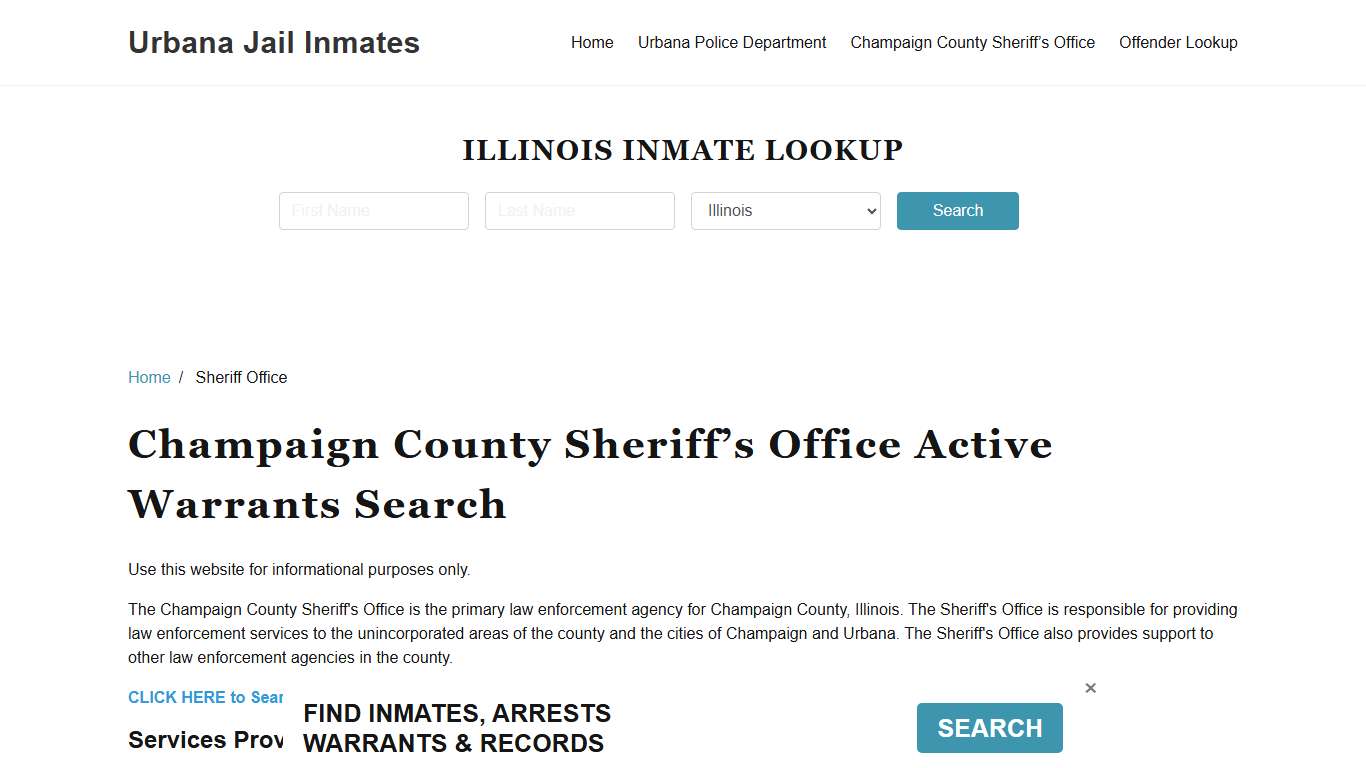 Champaign County Sheriff Office, IL Warrant Lookup
