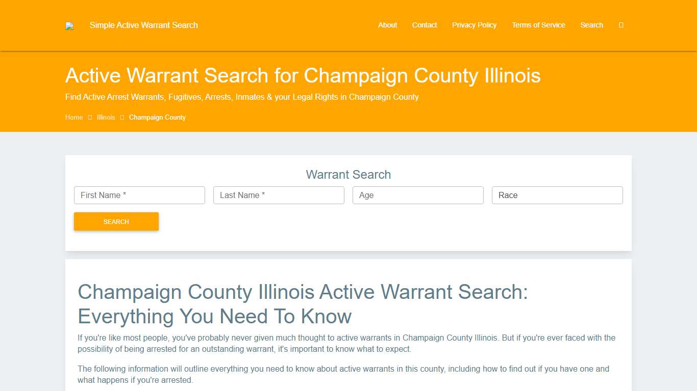 Active Warrant Search in Champaign County Illinois - Outstanding Warrants